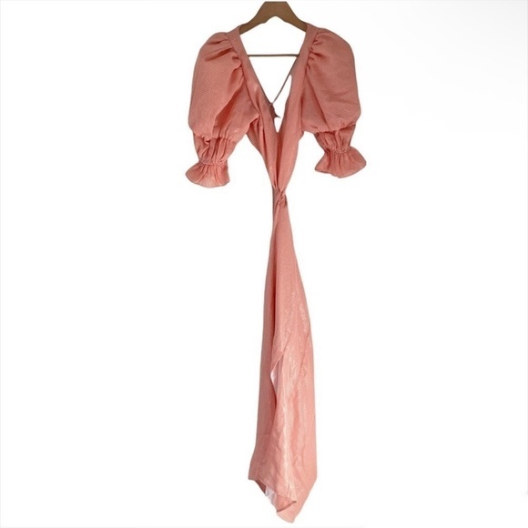 LPA Edith Midi Dress in Orange Houndstooth - Picture 3 of 10